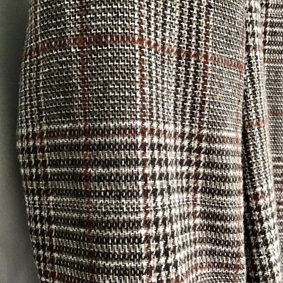 Classic Brown Plaid Jacket Mid Length Blazer Small - Picture 6 of 10